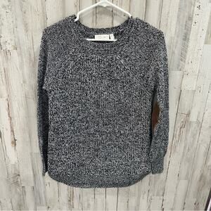 RD Style Rowca StitchFix Black Marled Sweater Elbow Patches Womens Size Small
